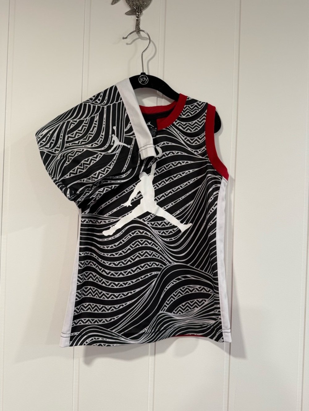 Jordan Basketball Kids' Black White & Red Sleeveless Top & Shorts Set